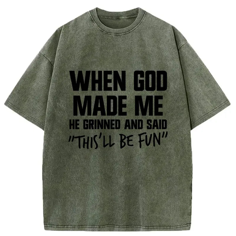 kyoto lion god made me funny washed t-shirt