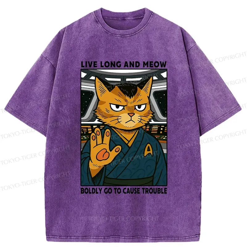 Kyoto-Lion Intergalactic Troublemaker Cat Washed T-Shirt