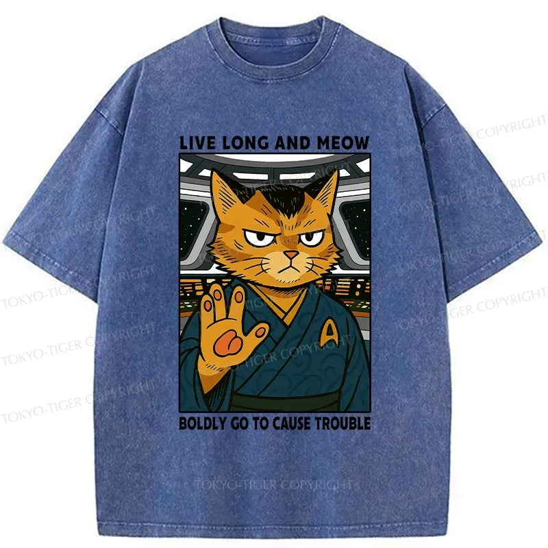 Kyoto-Lion Intergalactic Troublemaker Cat Washed T-Shirt