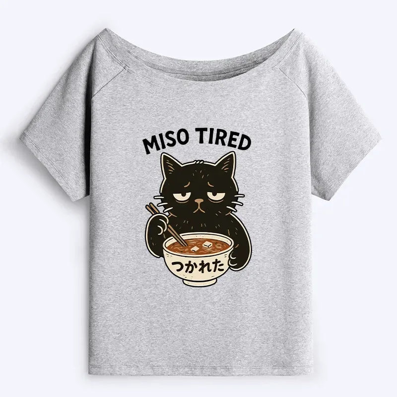 Kyoto-Lion I¡¯m So Tired Off Shoulder T-Shirt