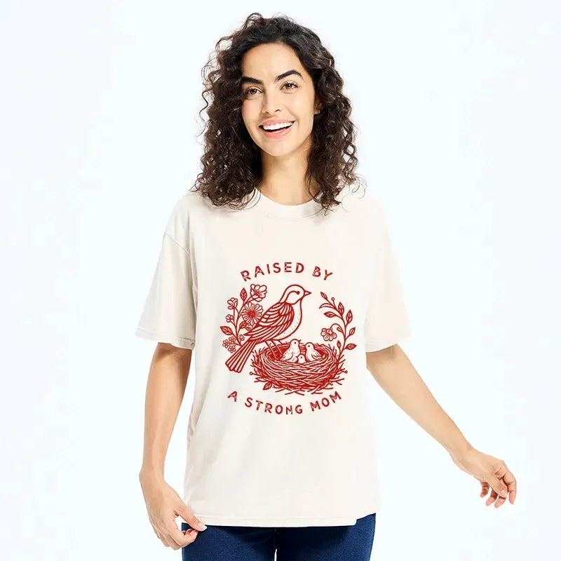 Kyoto-Lion Mother Bird Guarding Her Nestlings Washed T-Shirt