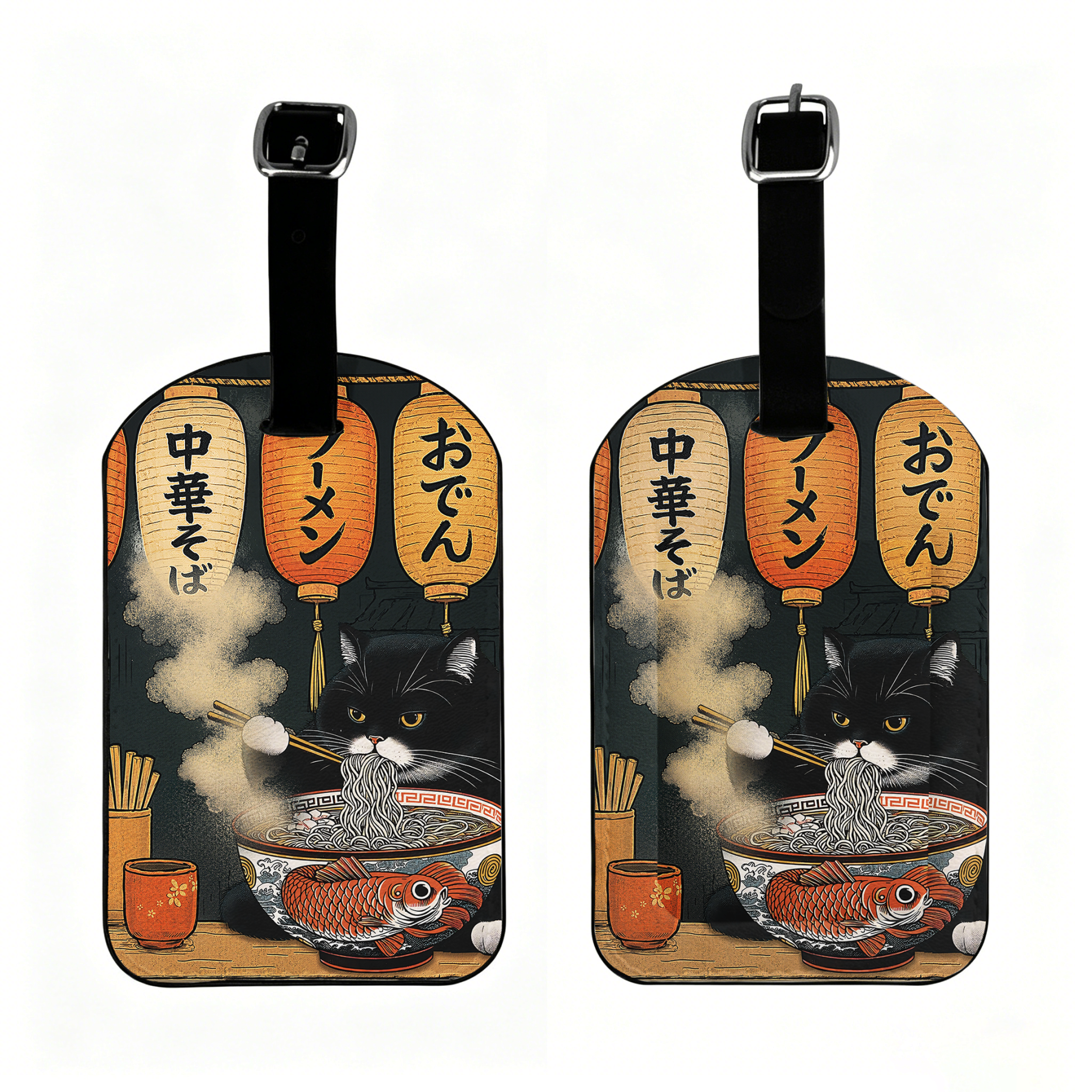 Kyoto-Lion Fat Cat Eating Ramen Luggage Tag