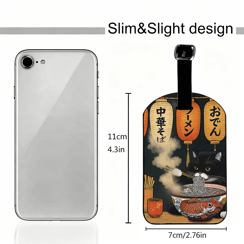 Japanese Fat Cat Ramen Luggage Tag