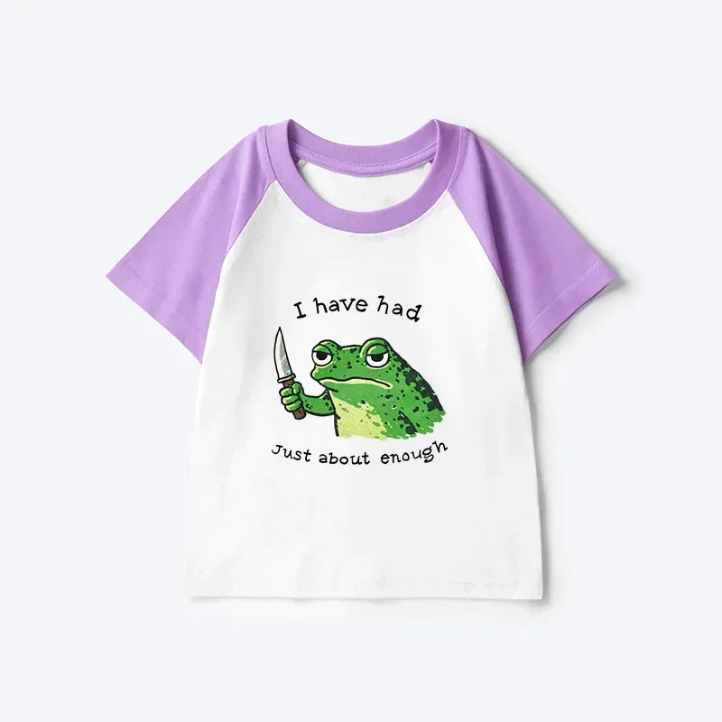 Kyoto-Lion Impatient Frog Kids Raglan T-shirt