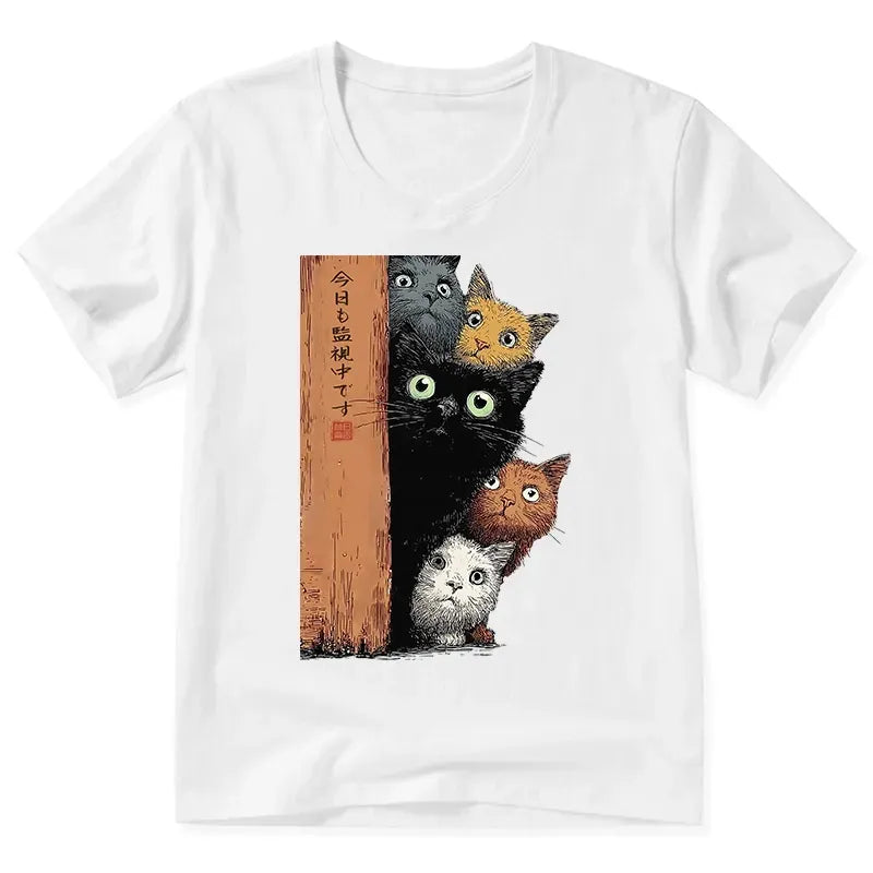 Kyoto-Lion Five Cats Are Watching You V-Neck Classic T-Shirt