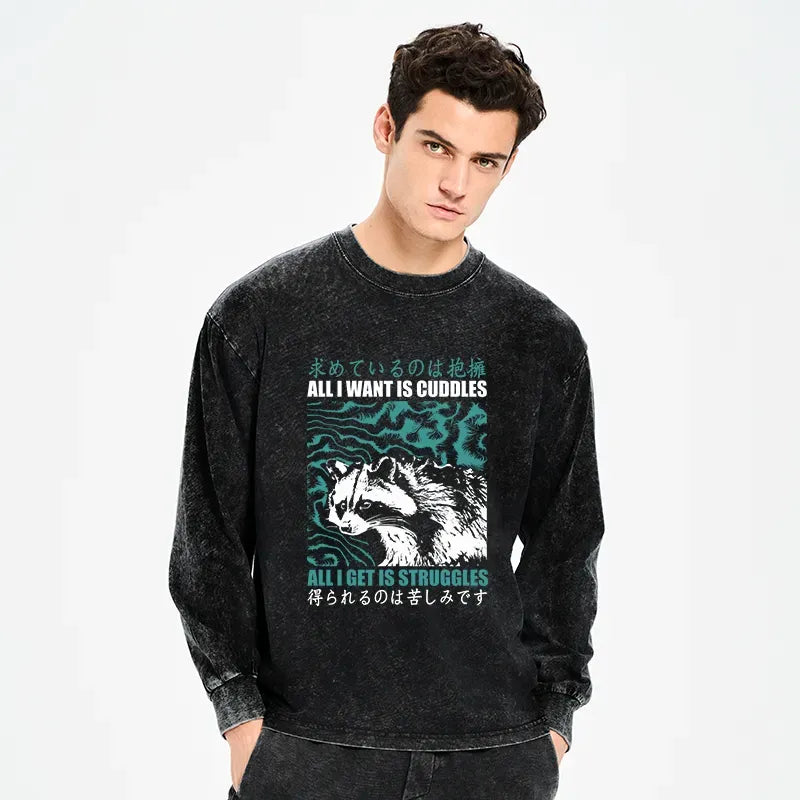 Kyoto-Lion All I Get Is Struggles Washed Long Sleeve T-Shirt
