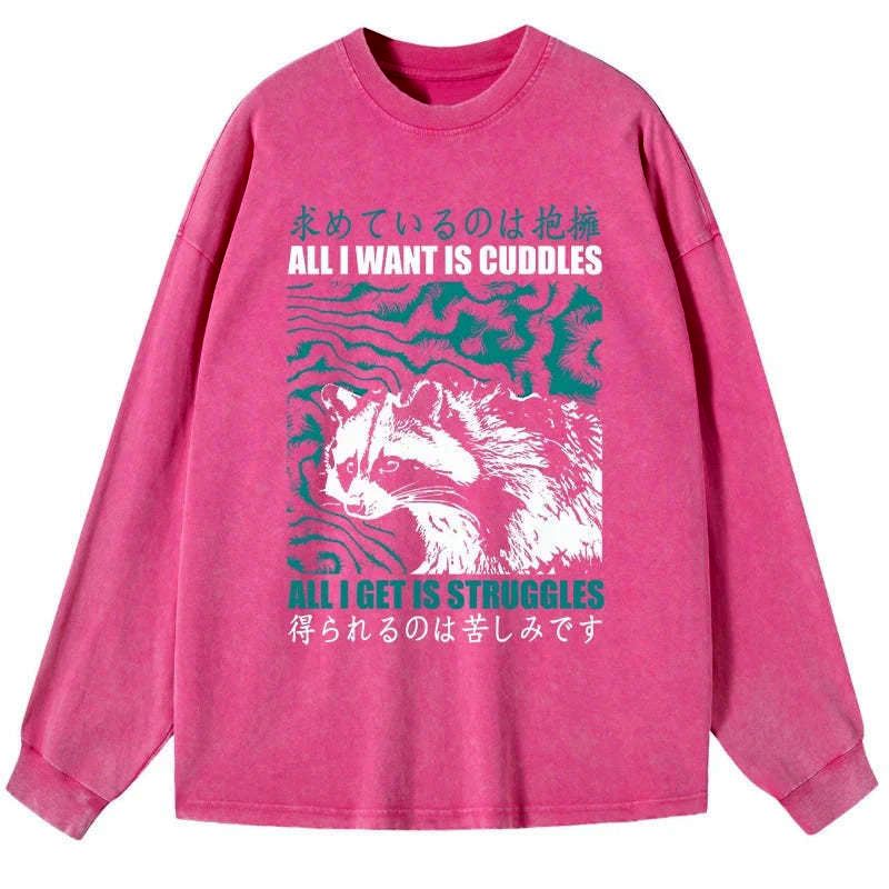 Kyoto-Lion All I Get Is Struggles Washed Long Sleeve T-Shirt