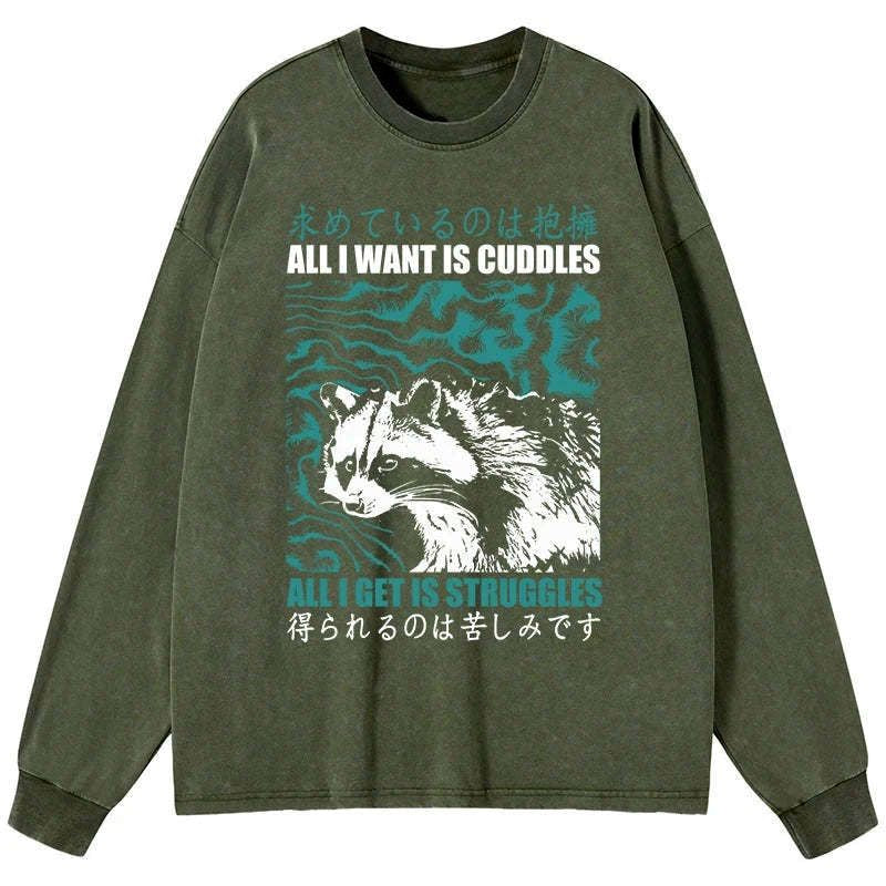 Kyoto-Lion All I Get Is Struggles Washed Long Sleeve T-Shirt