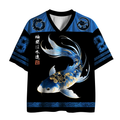 Kyoto-Lion Azure Flow: The Eternal Koi Mesh Jersey