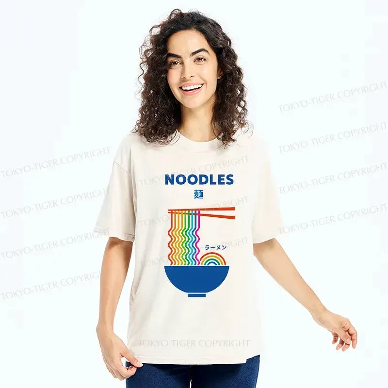 Japanese rainbow ramen washed t-shirt