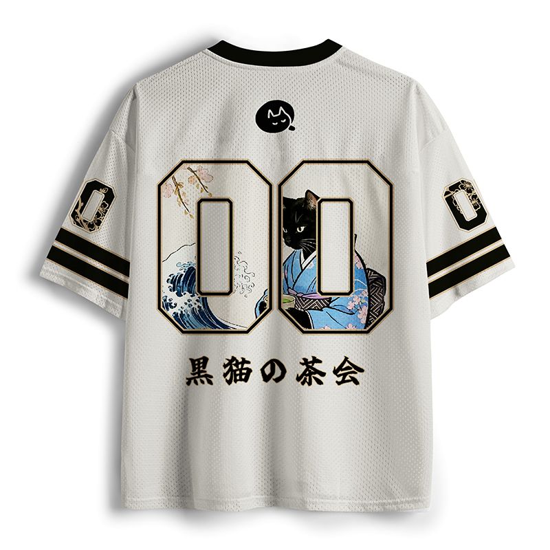 Kyoto-Lion Black Cat Tea Ceremony Mesh Jersey