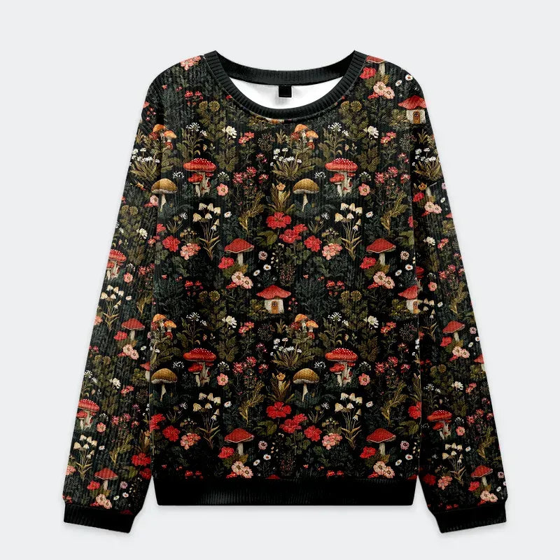 Kyoto-Lion Enchanted Forest Mushroom Christmas Ugly Sweatshirt