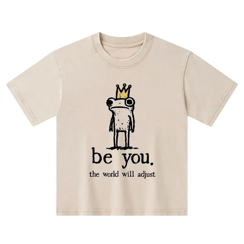 Kyoto-Lion Crown Frog Stays True To Self Kids Washed T-Shirt