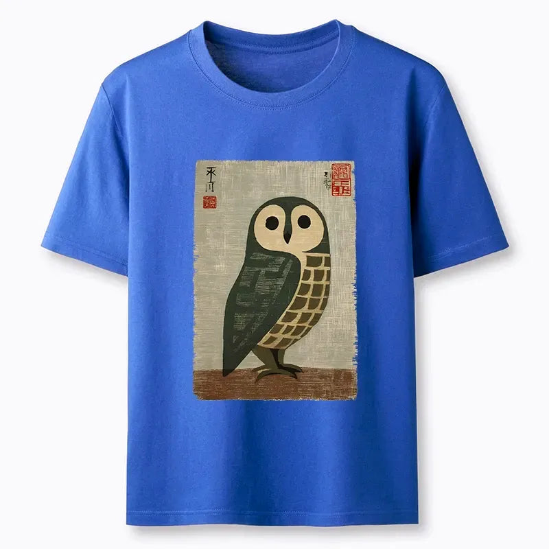Japanese Owl Art T-Shirt for Daily Wear