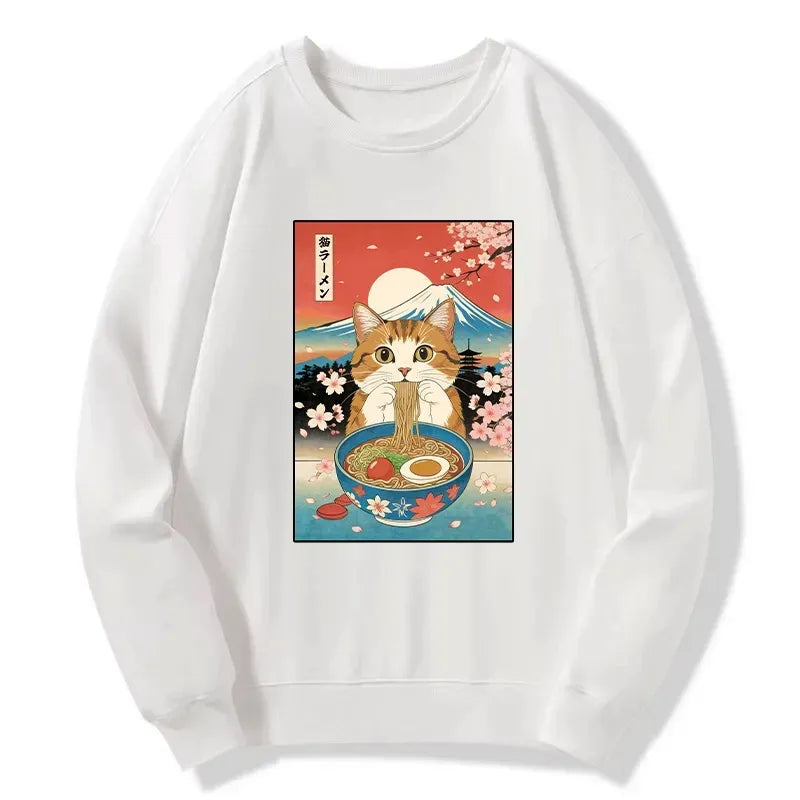 comfortable cat ramen sweatshirt everyday wear