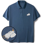 Kyoto-Lion Sleeping Goose Embroidered Polo T-Shirt