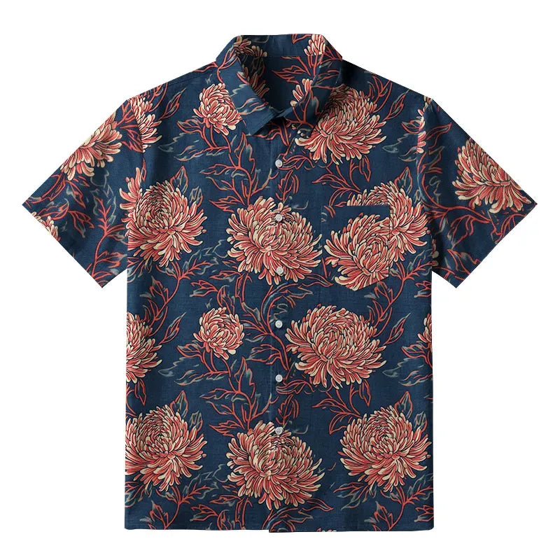 Vintage Japanese Floral Shirt for Summer