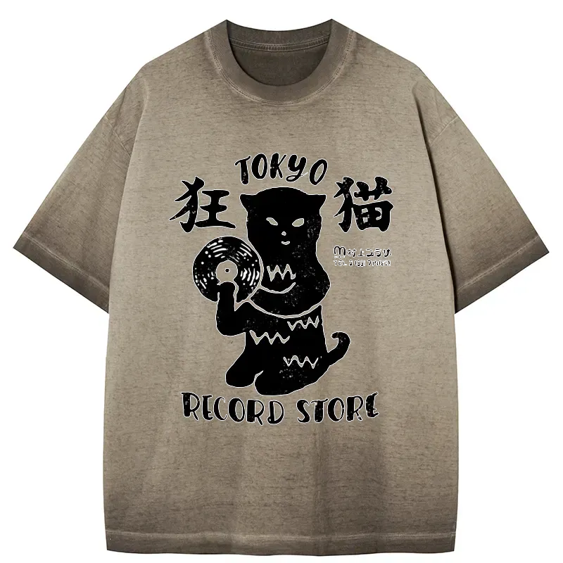 tokyo record store gradient washed tee