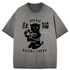 japanese vintage cat t-shirt for daily wear