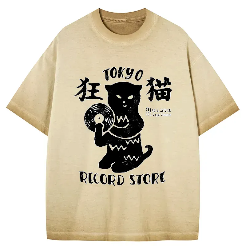 tokyo record store gradient washed tee