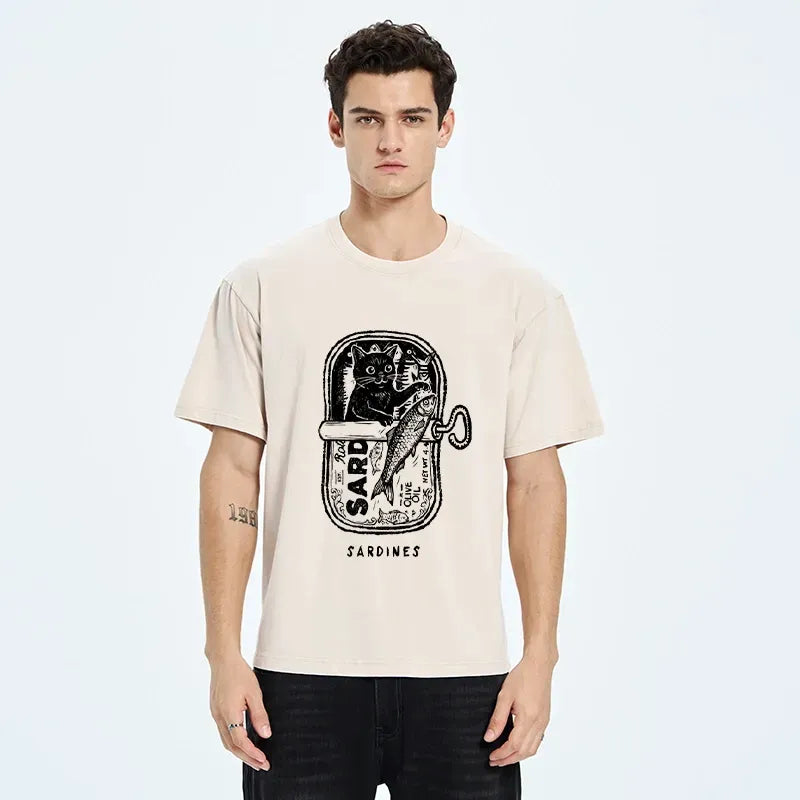 Japanese vintage black cat t-shirt