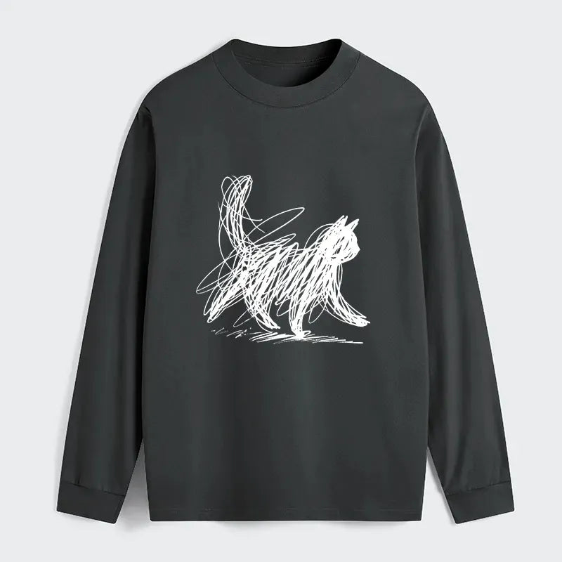 Kyoto-Lion Minimalist Cat Art Classic Long Sleeve T-Shirt