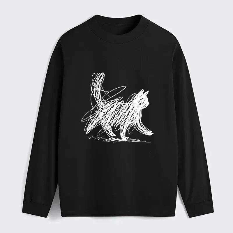 minimalist Japanese cat shirt for daily wear