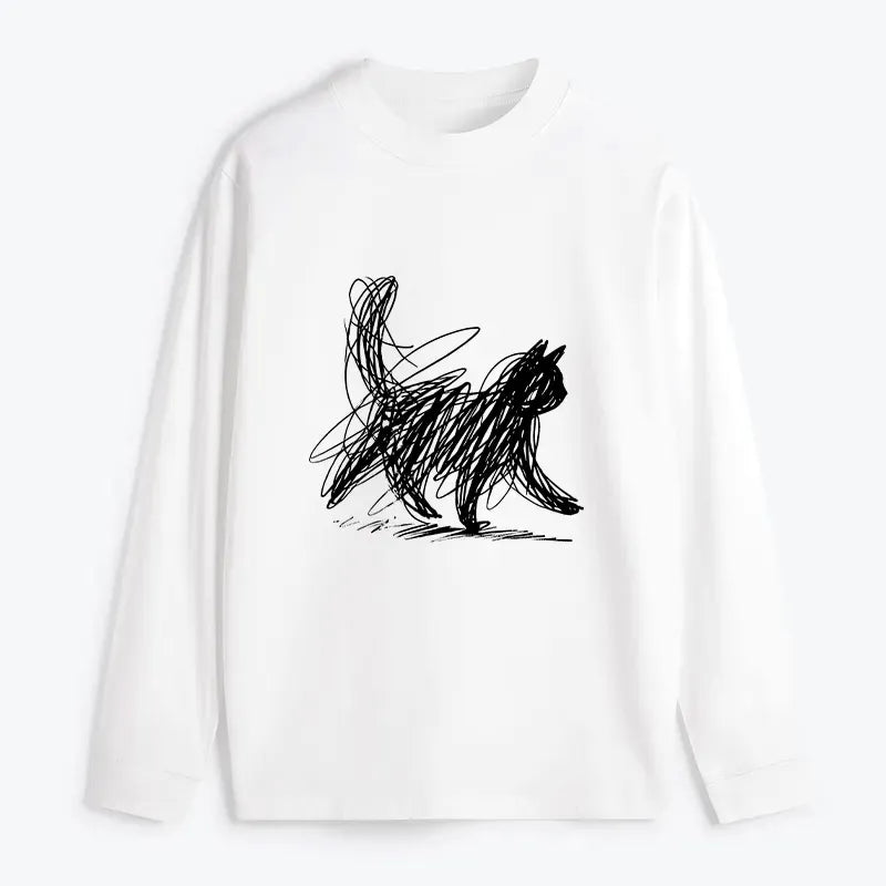 minimalist Japanese cat shirt for daily wear