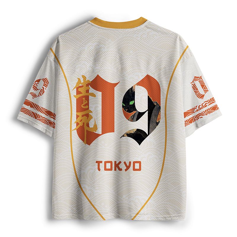 Kyoto-Lion Tea Samurai Cat Black Version Mesh Jersey