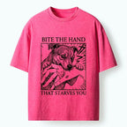 Washed Unisex Tee with Dog Bites Art