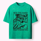 Washed Unisex Tee with Dog Bites Art