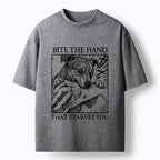 Washed Unisex Tee with Dog Bites Art