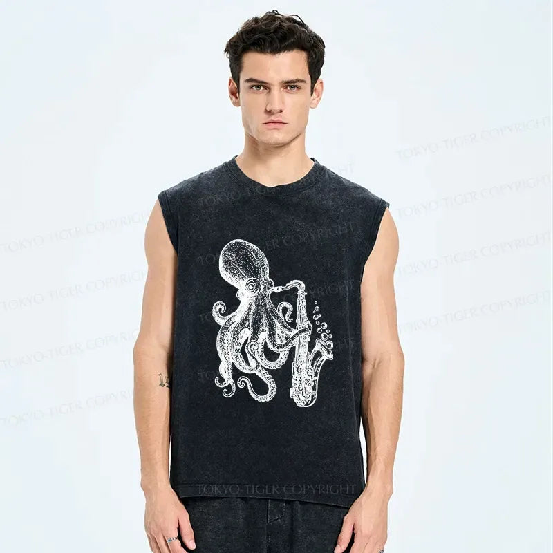 Japanese vintage octopus music tank top