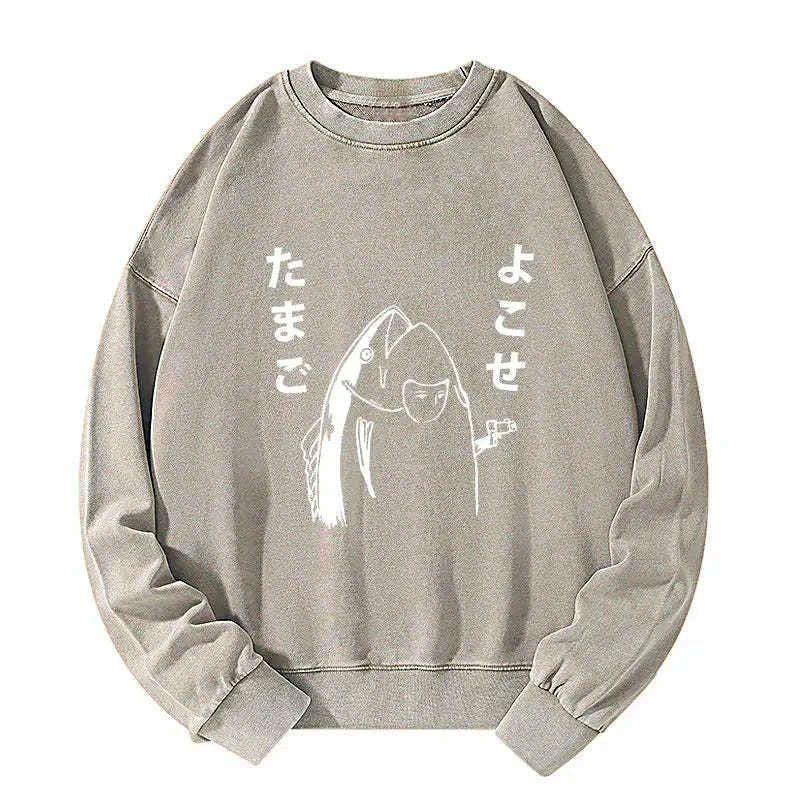 white washed japanese streetwear sweatshirt