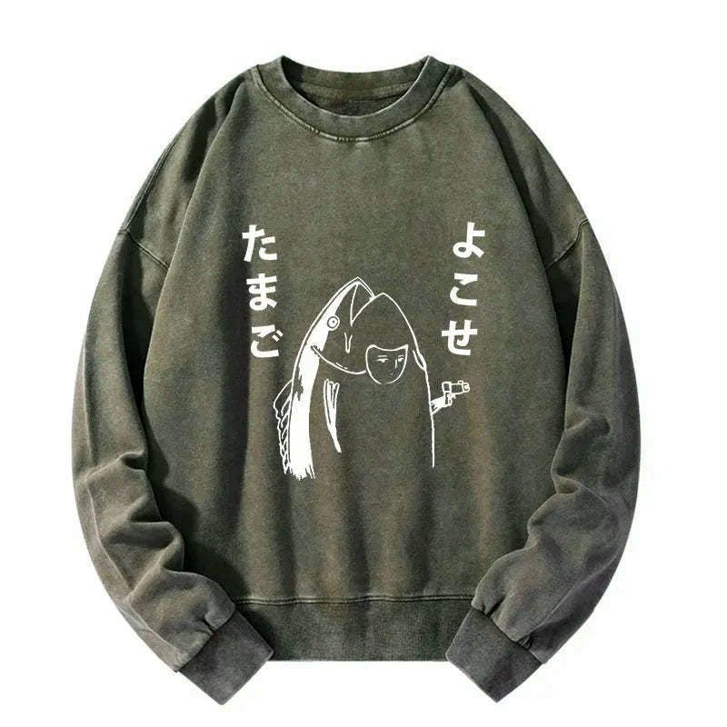 white washed japanese streetwear sweatshirt
