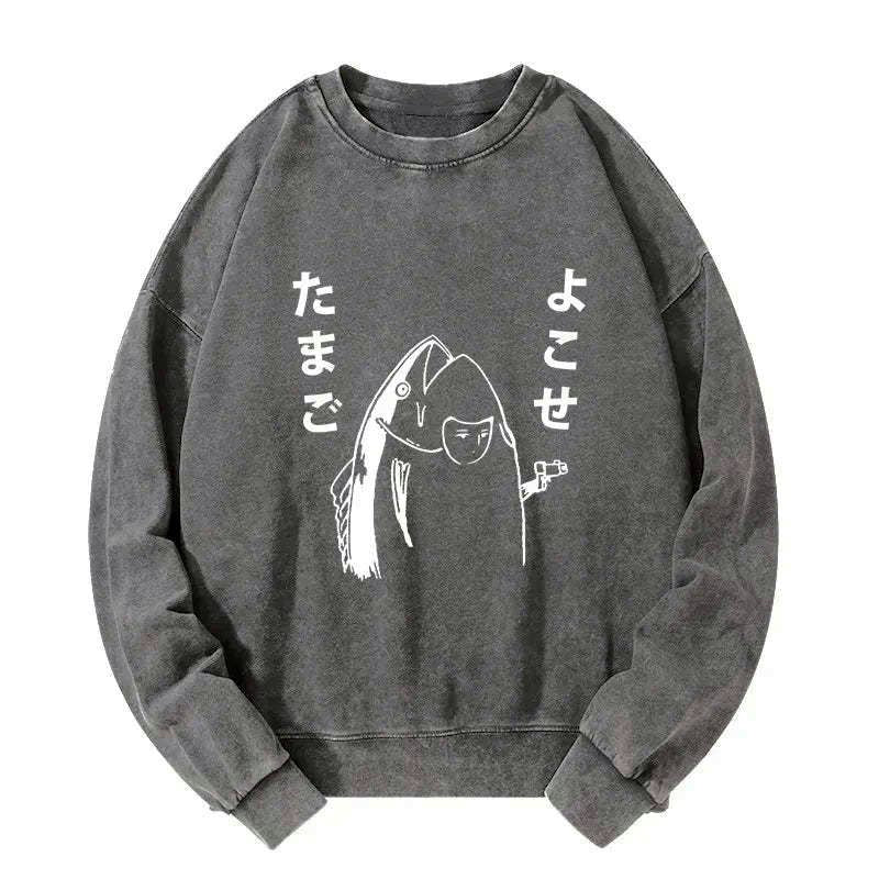 white washed japanese streetwear sweatshirt