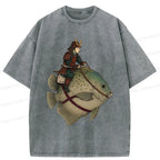 Samurai Riding Fish Streetwear Top