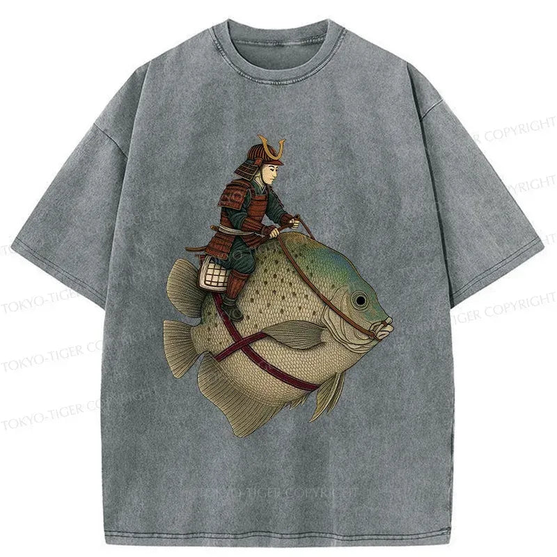 Samurai Riding Fish Streetwear Top