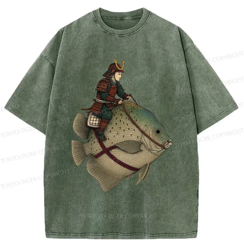 Samurai Riding Fish Streetwear Top