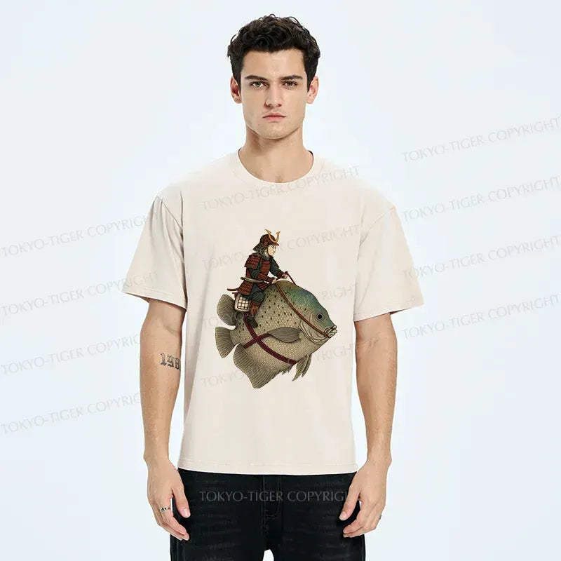Samurai Riding Fish Streetwear Top