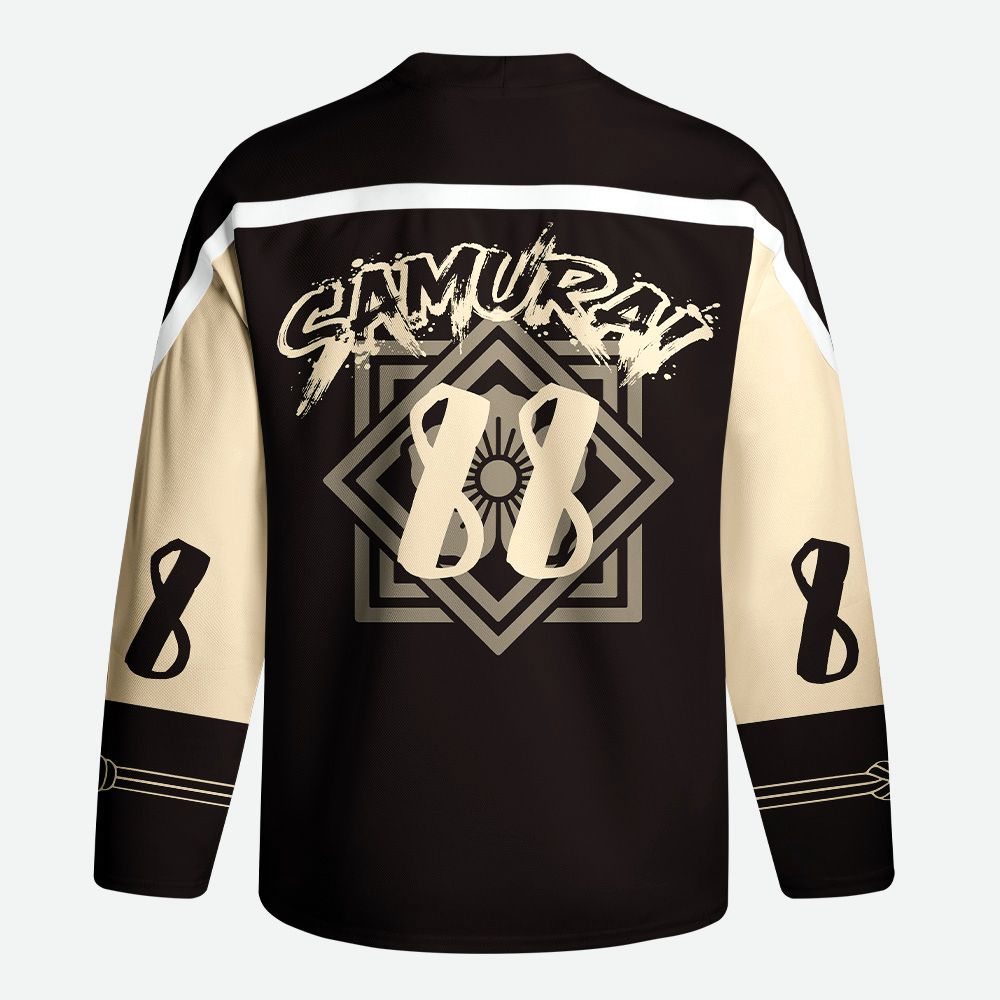 Kyoto-Lion Rabbit Japanese Samurai Long-Sleeve Hockey Jersey
