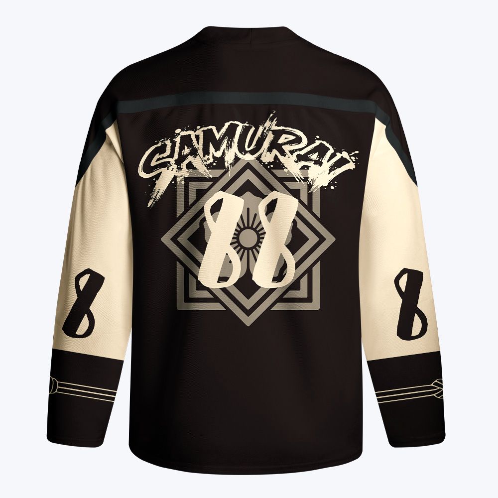 Kyoto-Lion Rabbit Japanese Samurai Long-Sleeve Hockey Jersey