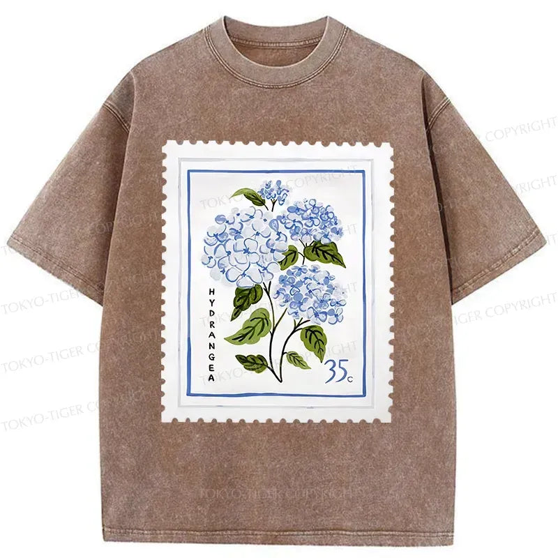 Kyoto-Lion Hydrangea Stamp Washed T-Shirt