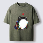 Kyoto-Lion Christmas Frog Lights Vibe Washed T-Shirt