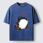 Kyoto-Lion Christmas Frog Lights Vibe Washed T-Shirt