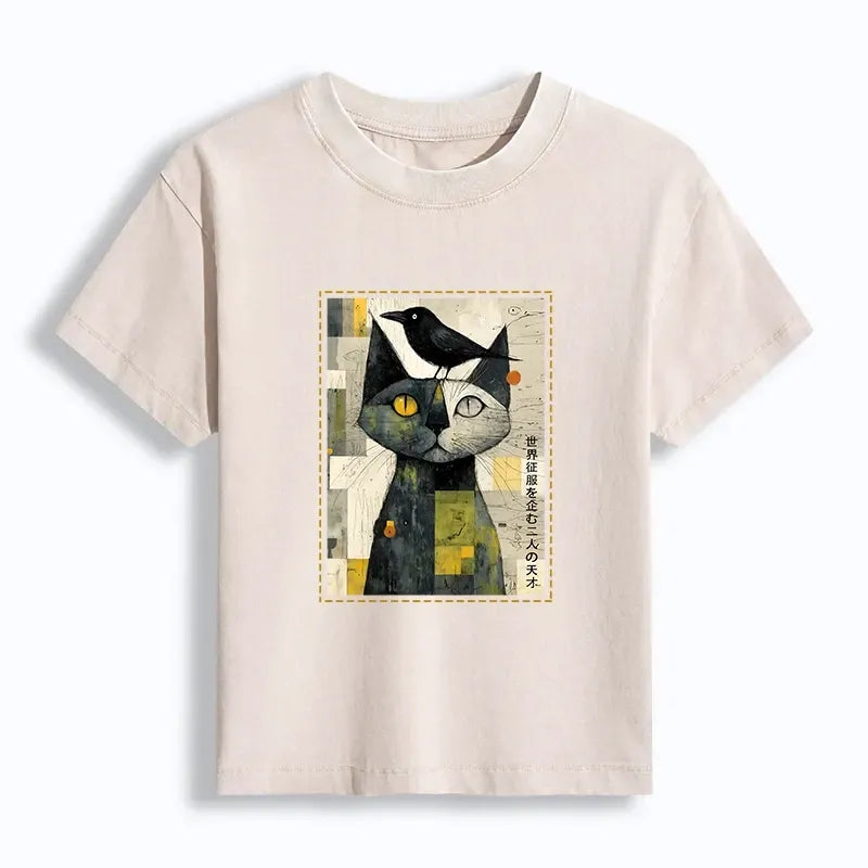 Best Seller women's washed cat and crow t-shirt