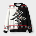 Kyoto-Lion Winter Kanji Christmas Ugly Sweatshirt