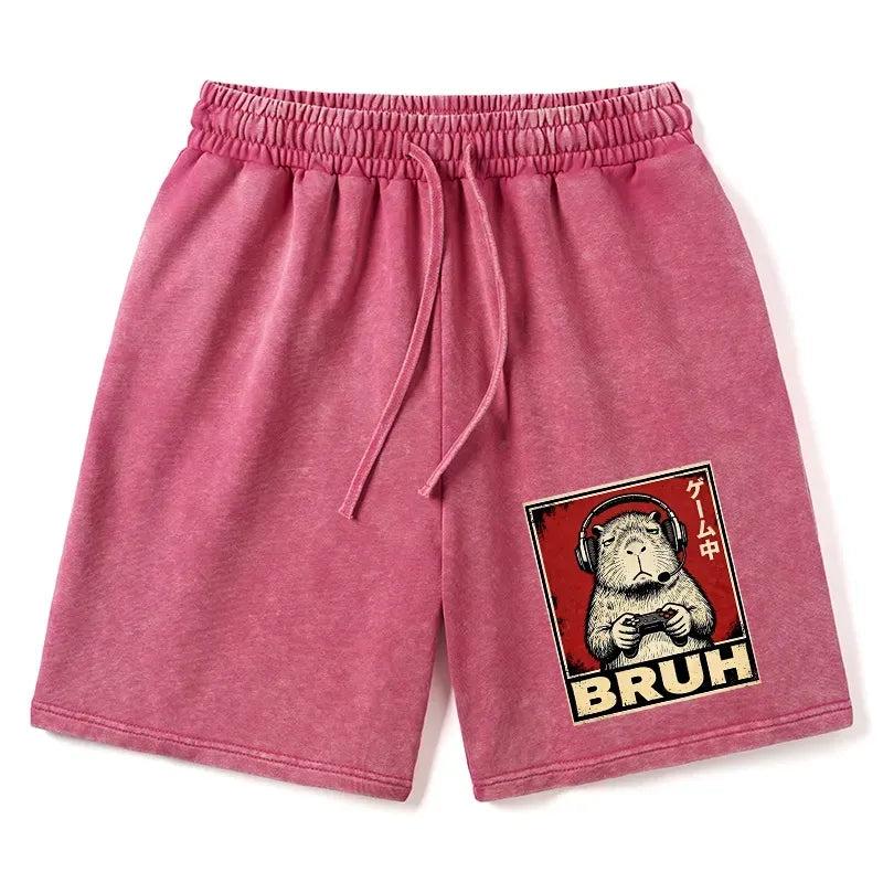 Funny Capybara Washed Shorts for Summer