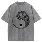 Kyoto-Lion Yin-Yang Tai Chi Tree Washed T-Shirt