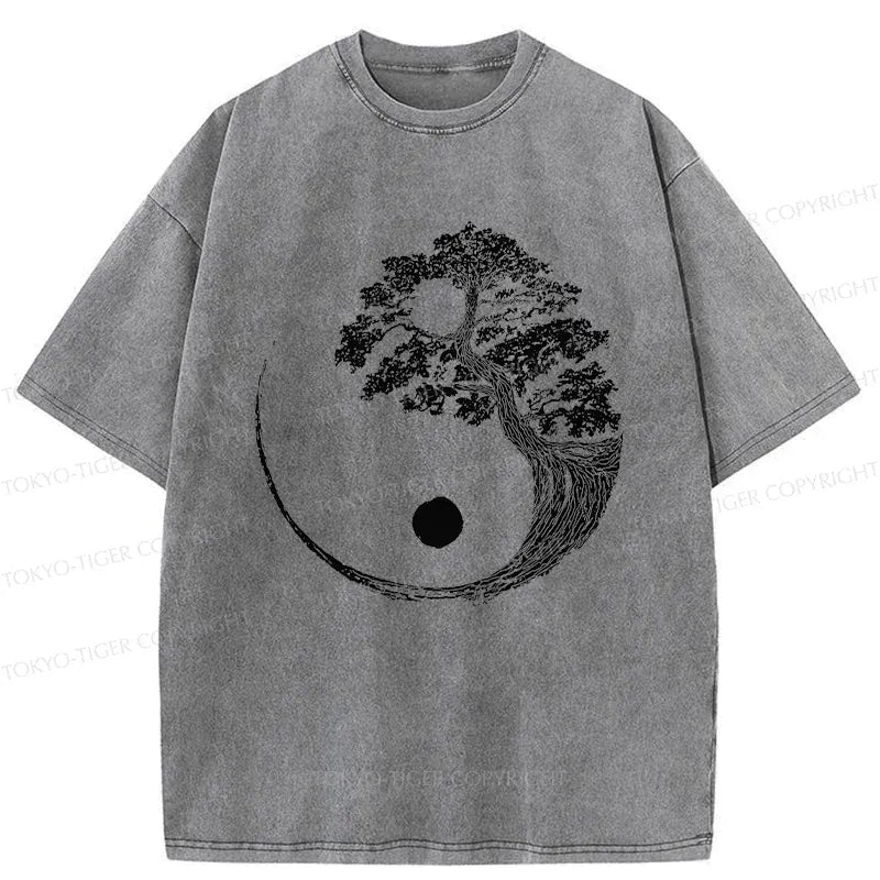Kyoto-Lion Yin-Yang Tai Chi Tree Washed T-Shirt